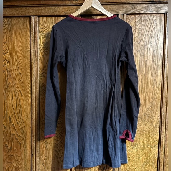 JOY ORGANIC dark brown & red cotton tunic top wrap dress. Long sleeve. Small. - Picture 3 of 4